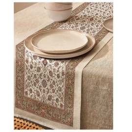 QWINEE - Camino de mesa de granja clásico con patrón de flores, camino de mesa de centro para el hogar rústico, mesa de comedor, multicolor, 13 x 63 pulgadas
