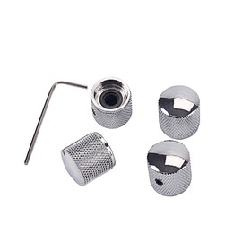 Alnicov Guitar Speed Control Metal Volume Tone Dome Tone Knobs with Allen Keys Screw Set for Electric Guitar Bass Chrome 4 Pack