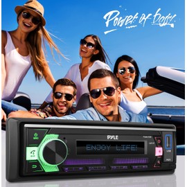 PyleUsa 300-Watt Stereo Receiver Power Amplifier - AM/FM/MP3/USB/AUX Stereo Receiver, Single DIN, Bluetooth Compatible, 25 Band EQ, Balance, Fader LCD Display with Remote Control (Black) - PLML51DB