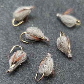 FRONTIER FLY COMPANY FLY FISHING FLIES SPARKLE CADDIS PUPA GRAY DUN # 18 NYMPH CUSTOM TIED