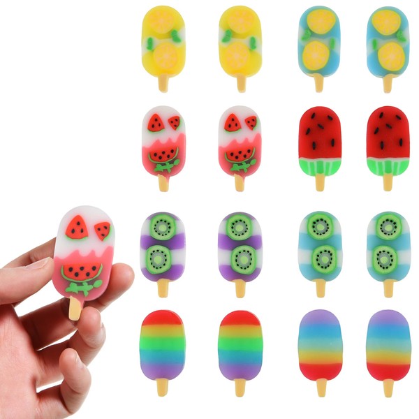 16Pcs Ice Cream Erasers for Kids, Cute Fruit Shaped Scented Erasers Fun Food Erasers for Classroom Rewards Party Favors