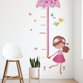 Height Chart Growth Record Sticker - Umbrella Girl Kids' Room 2ea