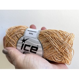 Ice Yarns Aldebaran Glitz - Skinny Sport Weight Cotton Blend Yarn with Subtle Metallic Accent - 50 Grams (1.75 Ounces) 165 Meters 68406 Aldebaran Glitz Orange, Gold