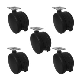 chairpartsonline Extra Large 3" Furniture Casters w/ Brake & w/ Plate Mounting Stem - Set of 5