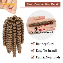 QUEENTAS 3 Packs Crochet Hair for Women Extensions Curl Jamaican Bounce Gogo Curl Hair Curly Crochet Hair Ombre Braiding Hair (#1B/27)