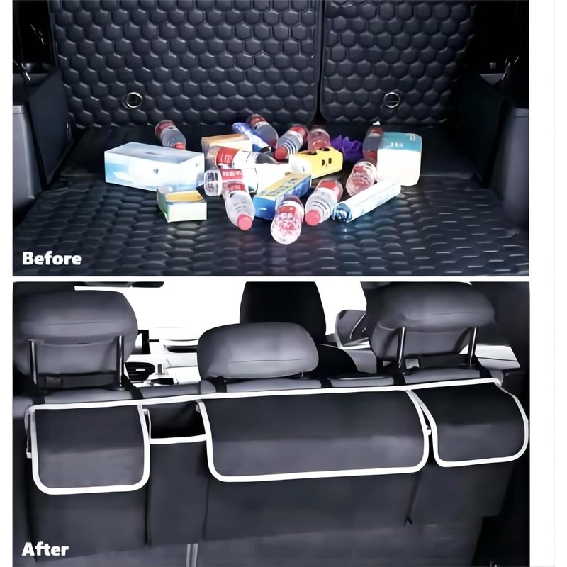 ZUJIACUN Car trunk organizer bag with lid, rear suspension organizer