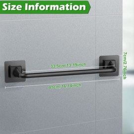 Liitrton Self Adhesive Towel Bar No Drill Hand Towel Hanger for Bathroom and Kitchen Towel Storage Self (L, Black)