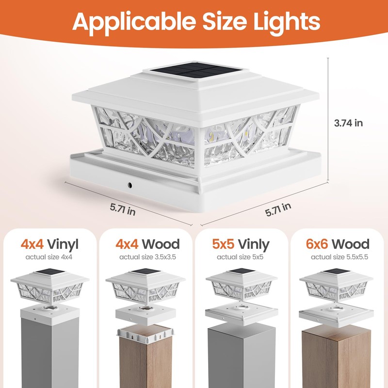 APONUO Solar Post Cap Lights 12 Pack for 4x4 5x5