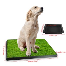 Zorpupoa 20 x 25 inches Dog Grass Pee Pads, 3-Layer Artificial Fake Grass Rug Pad for Puppy Potty, Washable Training Pad with Tray, Grass Mat for Dog Indoor Outdoor Use, Easy to Clean