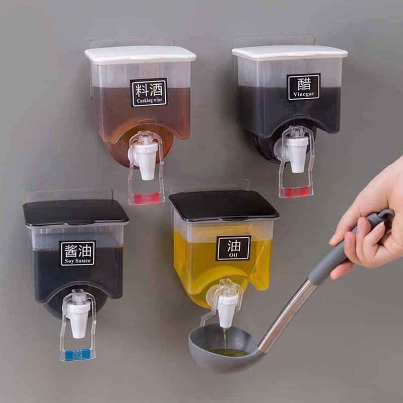 Wall Mounted Liquid Seasoning Tank Large Capacity Seasoning Bottles Oil