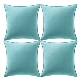 Fancy Homi 4 Packs Turquoise Decorative Throw Pillow Covers 20x20 inch, Super Soft Faux Suede Square Pillow Case, Solid Cushion Cover for Living Room/Couch/Sofa/Bedroom