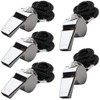 5 Pack Stainless Steel Whistle Finegood Loud Emergency Whistle with Key