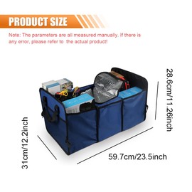 UHANBUT Car Trunk Organizer, Oxford Fabric Waterproof & Anti-Slip Vehicle Storage Box with Leak Proof & Insulated Cooler Bag, Large Capacity Foldable Auto Storage Box for Car, SUV, Truck (Blue)