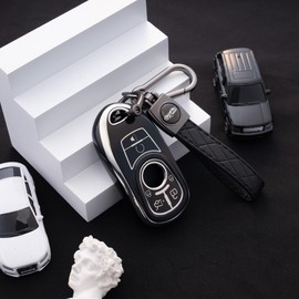 Flensent Key Fob Cover with Keychain for Buick Enclave 2018-2021 (Black)