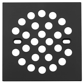 RRAJJ Square Improve 4-1/4 Inch(108mm*108mm) Screw-in Shower Floor Drain Grate Strainer (Black)