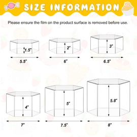 Leinuosen 6 Pcs Buffet Risers, Hexagonal Food Risers for Buffet Table Acrylic Cube Display Stand Shelf Nesting Boxes with Hollow Bottom for Party Catering Dessert Jewelry Collectibles(Clear)