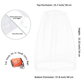 Cinvo Head Net Face Netting for Bugs No See Ums Insects Gnats Midges from Outdoor Activities, Spacious Netting Room Works Over Most Hats Comes with Free Stock Pouches- White