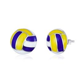NewL 925 Sterling Silver Sports Volleyball Enamel Stud Earrings for Women Anti-allergy Ear Studs Girl Gifts