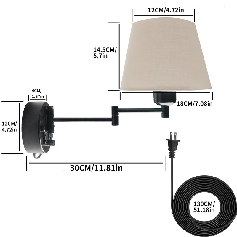 Lysed Wall Mounted Bedside Lamps with USB and 2 Pin