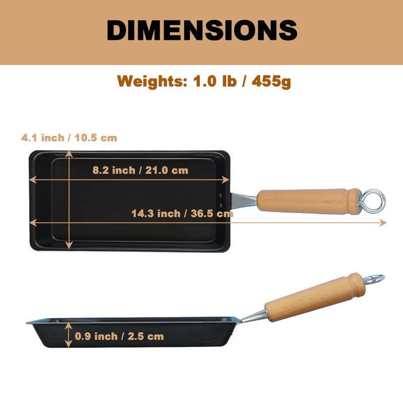 KAKUSEE Long Slim Tamagoyaki Omelette Mini Frying Pan - Iron