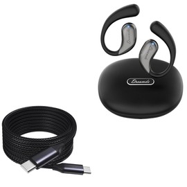 BoxWave Cable Compatible with Dreamda LAX-10 Language Translator Earbuds - DirectSync PD Cable (10ft) - USB-C to USB-C (100W), Long Type C Braided Nylon Alloy Fast Charge - Jet Black