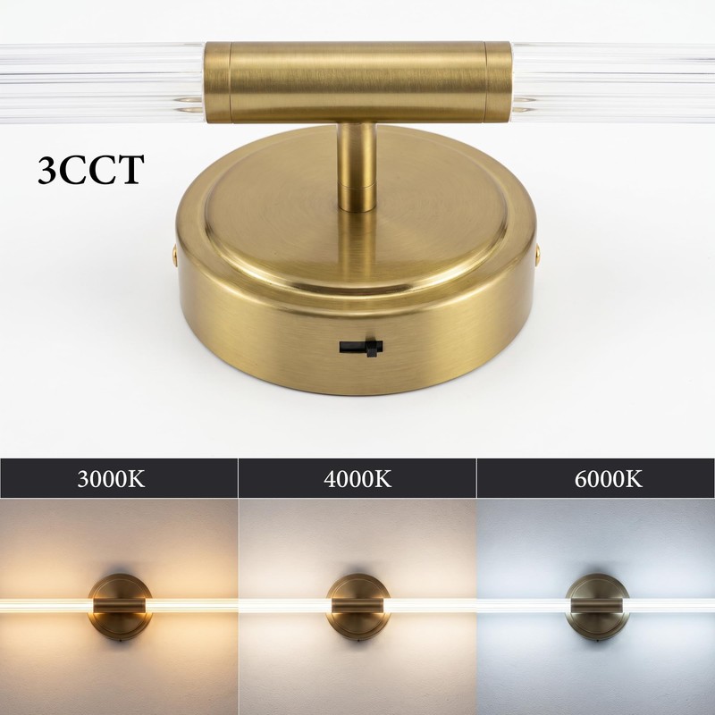 URSOLA 24" Modern LED Bathroom Light Fixtures, Golden 3CCT Dimmable