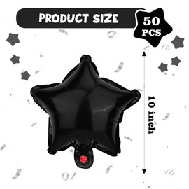 Moukiween Black Star Balloons, 50 Pieces 10 Inch Black Pentagram Foil Balloons for Wedding Anniversary Backdrop Birthday Party Decorations Wedding Decoration (Black)