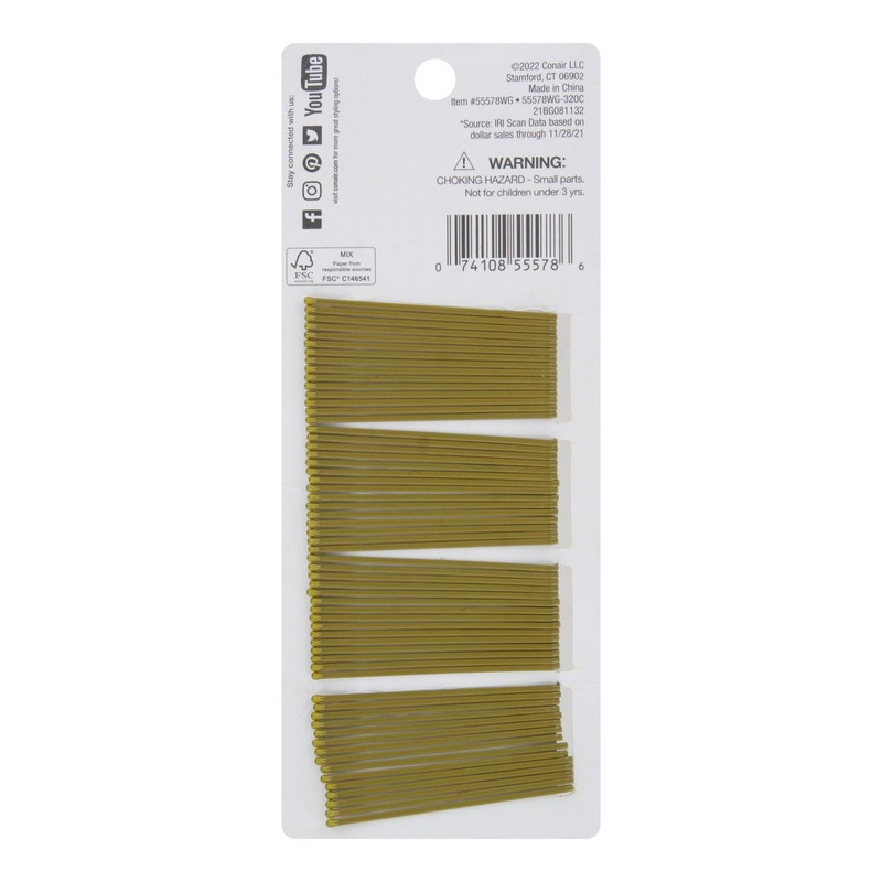 Conair Pin & Match Blend-In-Color Hair Bobby Pins, Blonde, 60-Pieces