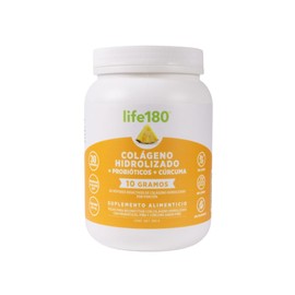 Life180 Colágeno Hidrolizado con Probióticos y Cúrcuma, Sabor Piña, 390g (30 Porciones) - Suplemento Alimenticio para la Salud Digestiva y Flora Intestinal, Sin Azúcar, Sin Carbs