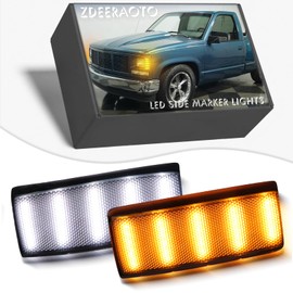 ZDEERAOTO LED Front Headlight LED Side Marker Lights Turn Signal Lamp Kit for Chevy/GMC C/K10 Truck/Suburban/Yukon/Blazer/Tahoe Side Marker Light 1988-2002,Smoked Lens Side Bumper Marker DRL (Smoked)