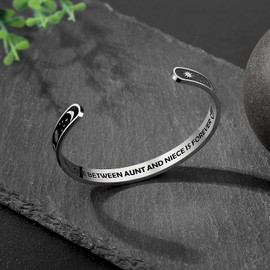 TONY & SANDY Aunt Gifts from Niece, Aunt and Niece Bracelet Cuff Bangle Women Jewelry, Birthday Graduation Her Christmas Stocking Stuffers Mother's Day Gifts for Auntie Presents