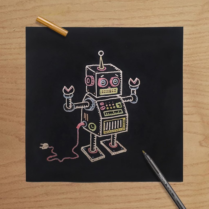 Box with 8 metallic felt pens, fine tip, different colours,