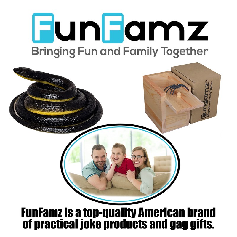 FunFamz The Original Realistic Rubber Snake Toy - Large Black