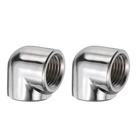 sourcing map 2pcs 90 Degree Elbow Water Cooling Adapter G1/4" Thread Female to Female Compression Connector Fitting Copper Extender Fitting for Computer PC Water Cooling System, Silver