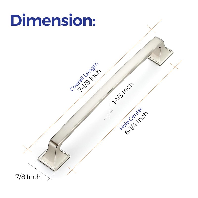 Ravinte 30 Pack Solid 6-1/4" Square Foot Arch Pulls Kitchen