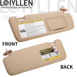 LOIYLLEN Right Passenger Side Sun Visor Replacement for Toyota Highlander 2014 2015 2016 2017 2018 2019 - Sunvisor with Mirror and Light, Replaces# 74320-0E074-A0, Beige
