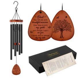 Dad Christmas in Heaven Memorial Wind Chimes,Memorial Gifts for Loss of Dad,Bereavement Gifts for Loss of Father,Sympathy Gifts for Loss of Loved One,Remembrance Funeral Condolence Gifts (25.5 Inch)