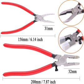 2Pcs Glass Cutting Running Pliers Stained Glasses Grozing Breaking Pliers Cutters Tools with Rubber Tip
