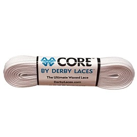 Derby Laces CORE Narrow 6mm Waxed Lace for Figure Skates, Roller Skates, Boots, and Regular Shoes (White, 45 Inch / 114 cm)