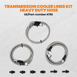 maXpeedingrods 47RE Transmission Cooler Lines Kit for Dodge Ram 2500/3500 Cummins 5.9L 1996-2002, Stainless Steel & PTFE, SS Braided Transmission Lines