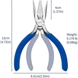 Mini Needle Nose Pliers 5"-2 Pack KAIHAOWIN Small Long Nose Pliers with Wire Cutters, Spring Loaded Thin Needle Nose Pliers, Precision Pliers Set for Crafts/Jewelry Making/Tiny Project