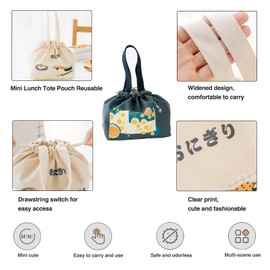 Benshukam Mini Makeup Bag Reusable Small Cute Cosmetic Bag With Drawstring Suitable for Girls Women Japanese Style Small Capacity Travel Cosmetic Bag Blue