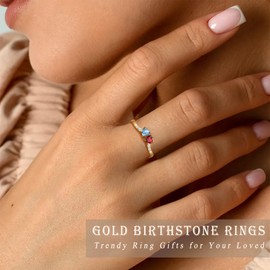 Sistble Birthstone Rings for Women Mothers Day Gift Basket Gold Amethyst Ring Love Heart 2 Birthstone Ring February Birthday Gifts for Women November Topaz Citrine Rings Gift for Wife Jewelry
