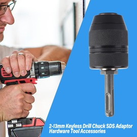 Culnflun Keyless Drill Chuck Bit 1/4" Drill Chuck Adapter Quick‑change 2-13mm Three-Jawed Sds Shank Keyless Chuck for Drill Conversion