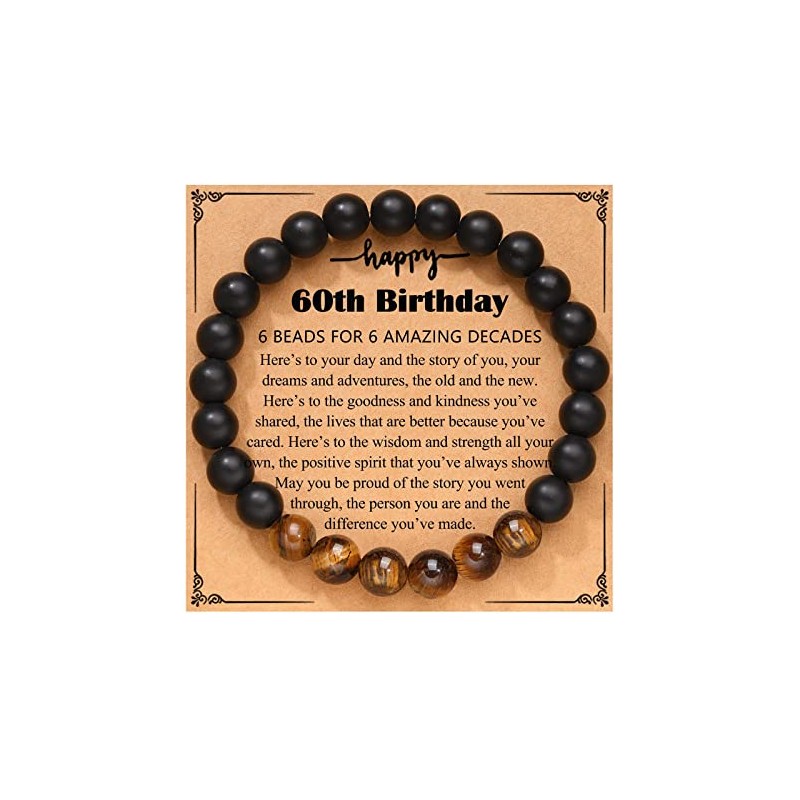 60th Birthday Gifts Bracelet for Men - Natural Stone Bracelets