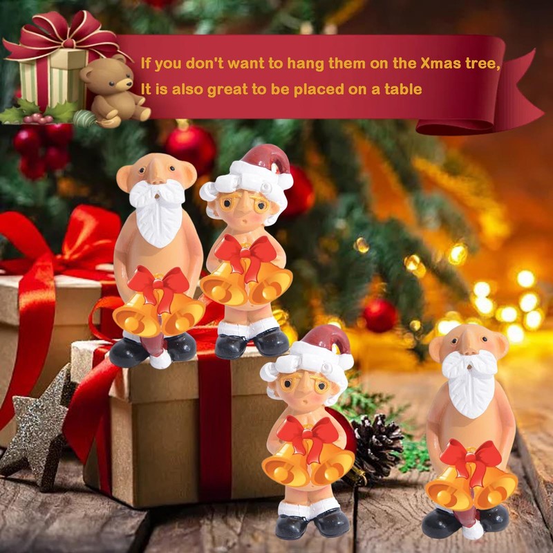 4PCS Xmas Decorations Naughty Santa Ornament Naughty Santa Tree Hanging