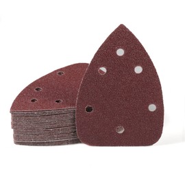 SPEEDWOX 30 Pieces Mouse Detail Sandpaper 6 Holes 60 Grit Velcro Detail Sandpaper for Metal Woodworking Sanding Polishing