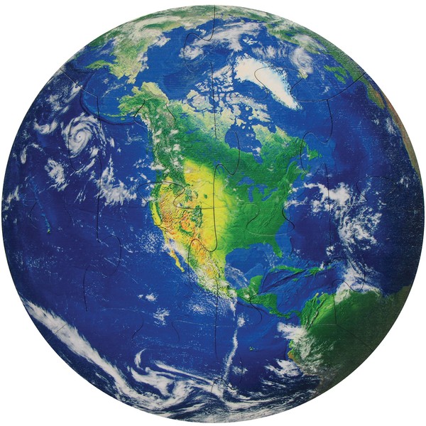 Earth Shaped Wooden Children's Puzzle - Made in USA