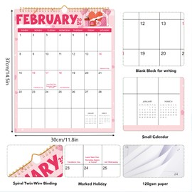Wall Calendar 2026-2027, 18 Month Calendar from January 2026 to June 2027 14.5" x 11.8" Large Desk Calendar with Twin-Wire Binding for Home Office Planning Personal Organisers, Festival Style