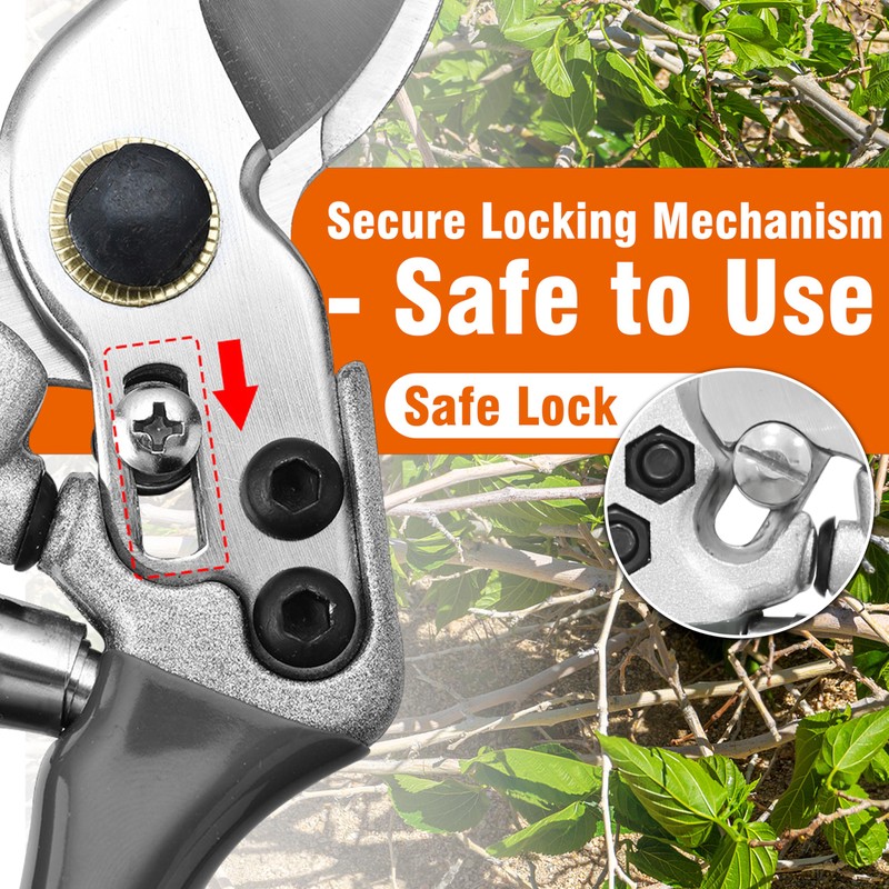 Gardzen 8" Bypass Prunning Shear Garden Scissors, SK5 Sharp Precision